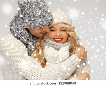 Bright Picture Of Family Couple In A Winter Clothes