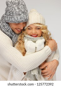 Bright Picture Of Family Couple In A Winter Clothes