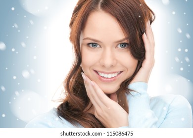 Bright Picture Of Lovely Woman Over White.