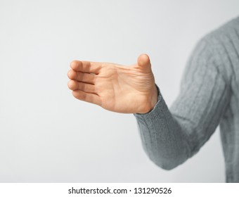 Bright Picture Of Man Holding Imaginary Object