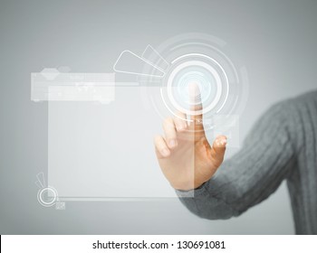 bright picture of man pressing virtual button