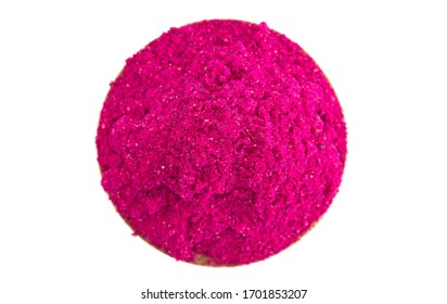 Bright Pink Dragonfruit Powder Isolated On A White Background