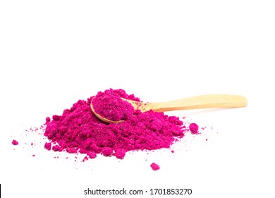 Bright Pink Dragonfruit Powder Isolated On A White Background