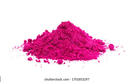 Bright Pink Dragonfruit Powder Isolated On A White Background