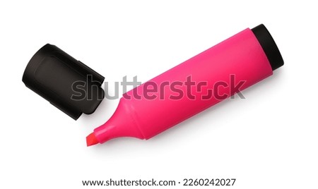 Bright pink marker isolated on white, top view