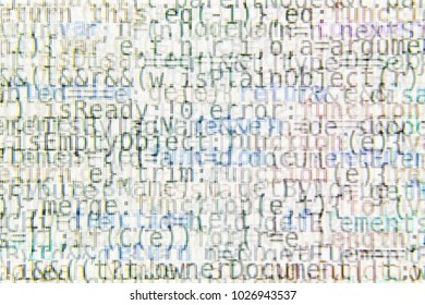 Bright Program Source Code Segments on Computer Screen Abstract Background