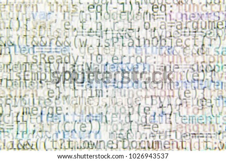 Bright Program Source Code Segments on Computer Screen Abstract Background