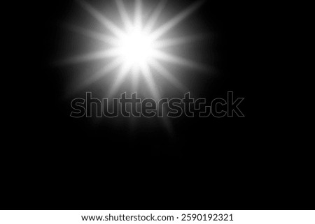 Bright radial rays from a luminous source on a dark abstract background