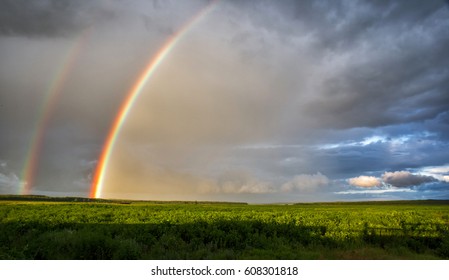 rain storms with rainbow