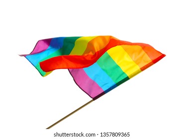 Bright Rainbow Gay Flag On White Background. LGBT Community