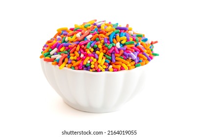 Bright Rainbow Sprinkles Isolated On A White Background