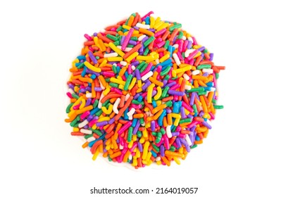 Bright Rainbow Sprinkles Isolated On A White Background