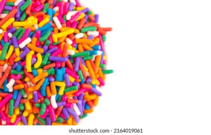 Bright Rainbow Sprinkles Isolated On A White Background