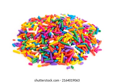 Bright Rainbow Sprinkles Isolated On A White Background