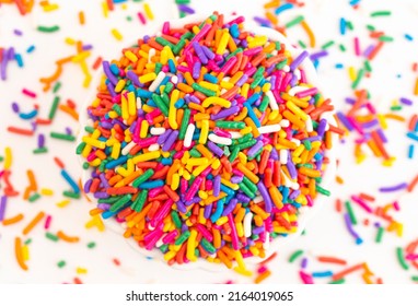 Bright Rainbow Sprinkles Isolated On A White Background