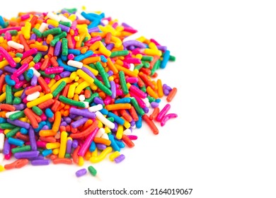 Bright Rainbow Sprinkles Isolated On A White Background