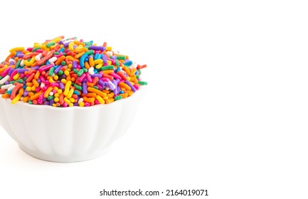 Bright Rainbow Sprinkles Isolated On A White Background