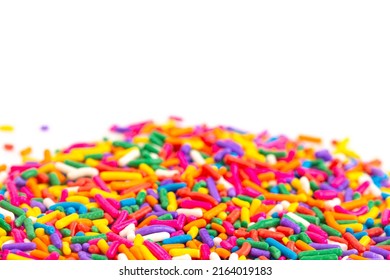 Bright Rainbow Sprinkles Isolated On A White Background