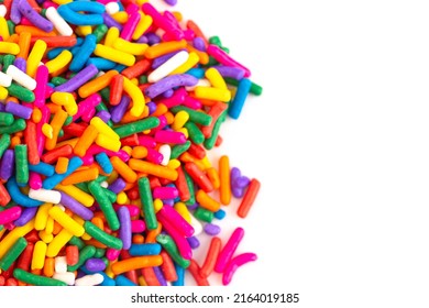 Bright Rainbow Sprinkles Isolated On A White Background