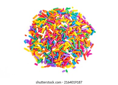 Bright Rainbow Sprinkles Isolated On A White Background