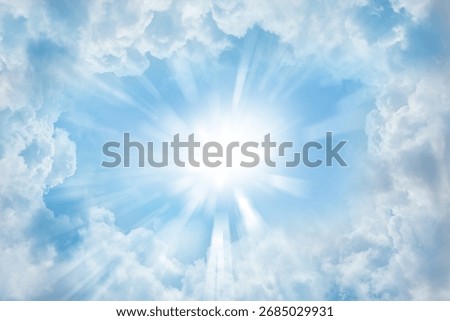 Bright rays shining in clouds