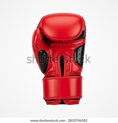 Bright red fire hydrant with silver chain and caps on white background
