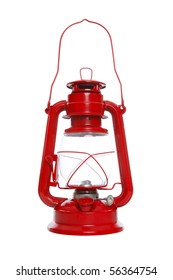 Bright Red Lantern Isolated Over A White Background