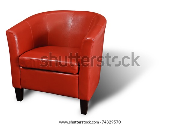 bright red armchair