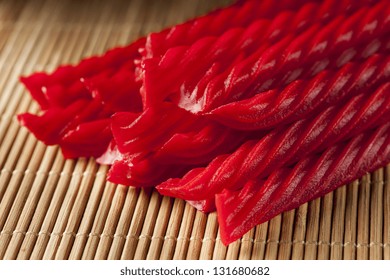 Bright Red Licorice Candy shaped like a twisted rope