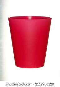 Bright Red Plastic Beaker Isolated On White Background