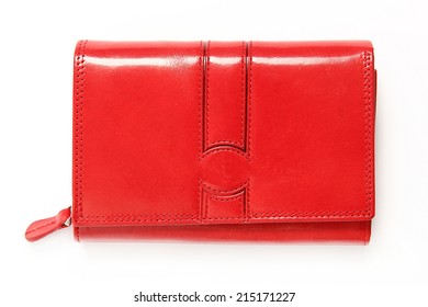 Bright Red Purse Isolated On White Background 