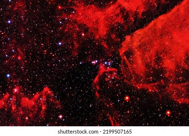 Bright red space nebula. Elements of this image furnished by NASA. High quality photo