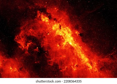 Bright red space nebula. Elements of this image furnished by NASA. High quality photo