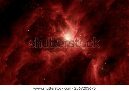 Bright red space nebula. Elements of this image furnished by NASA