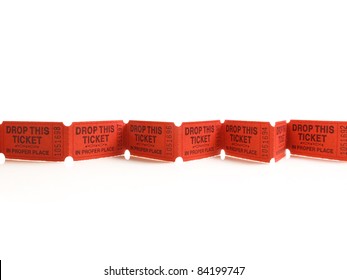 Bright Red Tickets Isolated On White Offer A Chance To Win