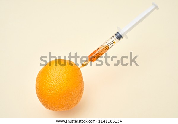 Bright Ripe Orange Fruit Syringe Extracting Stock Photo (Edit Now ...