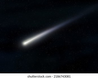 Bright shooting star. Meteor trail in the night starry sky. Meteor in the Earth's atmosphere. - Shutterstock ID 2186743081