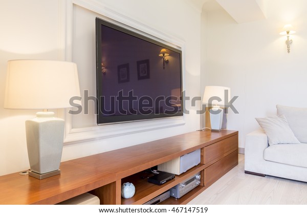 Bright Spacious Living Room Tv Set Stock Photo Edit Now