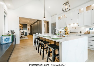 bright, spacious and modern farmhouse style kitchen - Shutterstock ID 1935730297