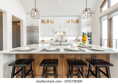 bright, spacious and modern farmhouse style kitchen - Shutterstock ID 1935730309
