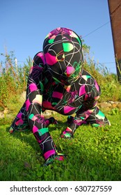 Bright Spandex Zentai Catsuit Artist Woman On The Street