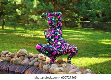 Bright Spandex Zentai Catsuit Artist Woman On The Street