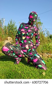 Bright Spandex Zentai Catsuit Artist Woman On The Street