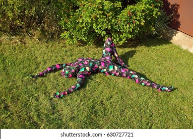 Bright Spandex Zentai Catsuit Artist Woman On The Street