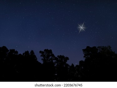 Bright Star Rising Over Raeford North Carolina For Christmas