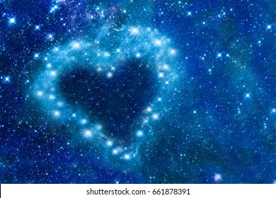Bright stars in a night sky arranged in the shape of a heart, romantic magic night, love  and Valentines day card - elements of this image are furnished by NASA