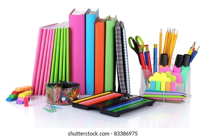 Bright Stationery Books Isolated On White Stock Photo 83386975 ...