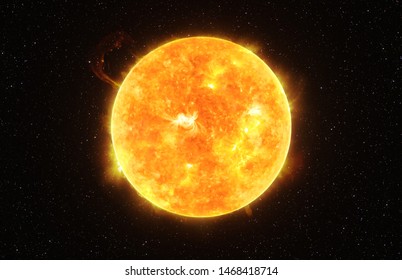 Яркое солнце на фоне темного звездного неба в Солнечной системе, элементы этого изображения, предоставленного NASA