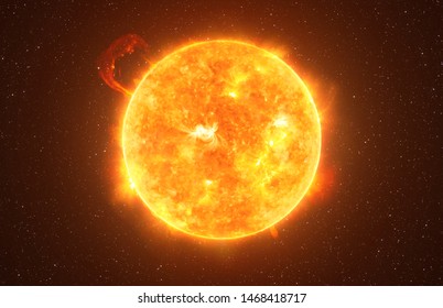 Bright Sun against dark starry sky in Solar System, elements of this image furnished by NASA - Powered by Shutterstock