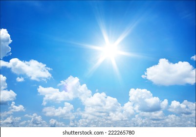 Bright sun in the blue sky 
